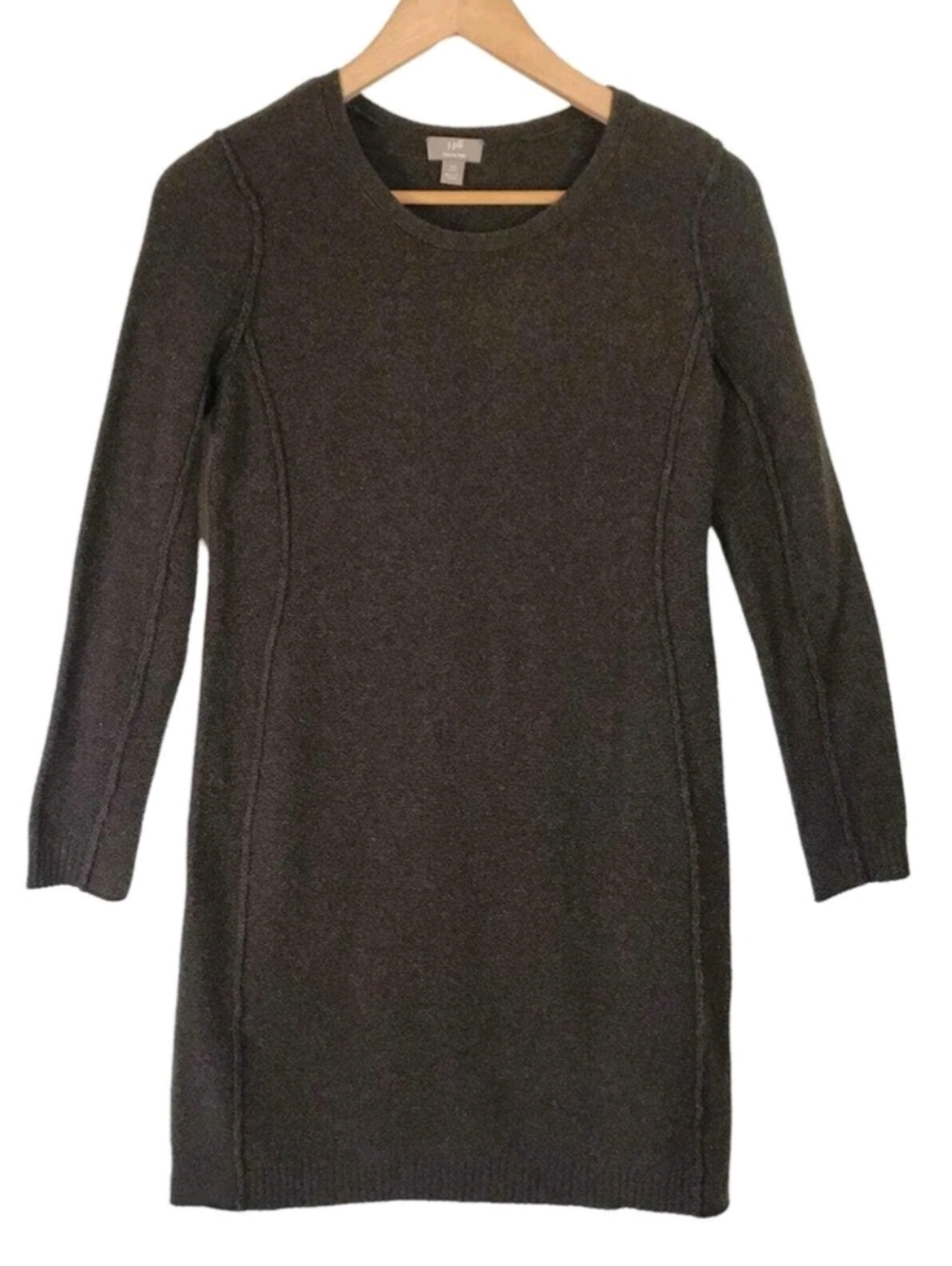 J. Jill Italian Yarn Brown Long Sleeved Exposed Seam Cashmere Wool Knit Dress